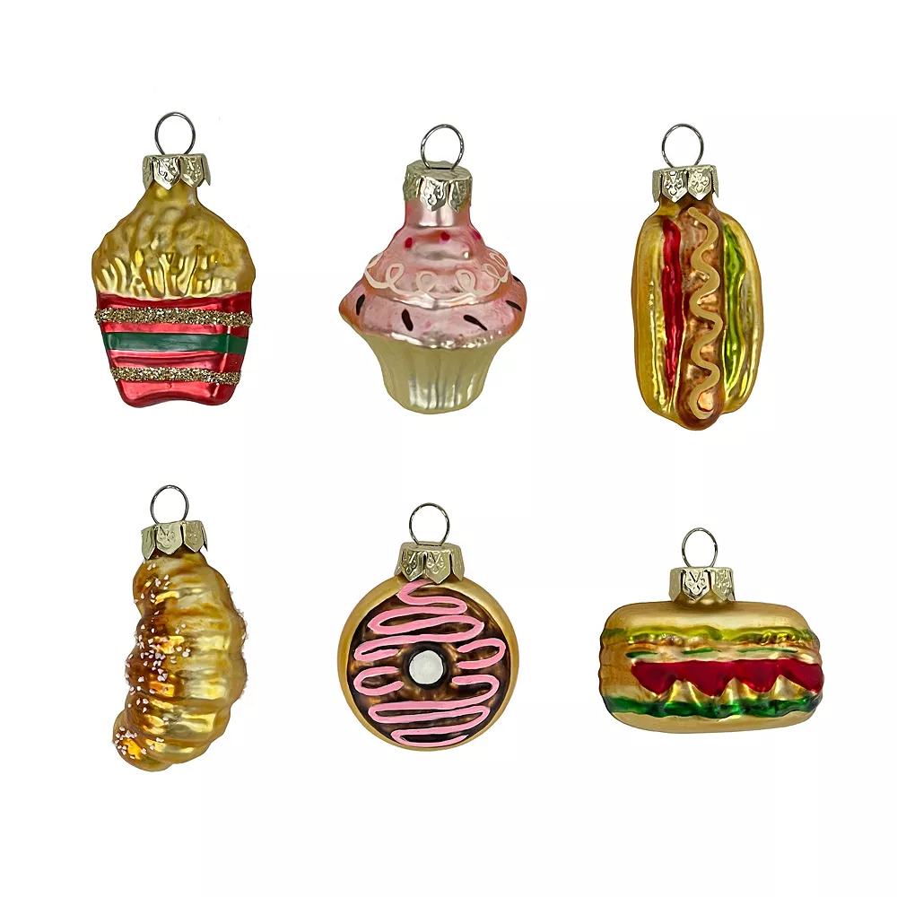 St. Nicholas Square® Glass Food Mini Christmas Ornament 6-pack Set