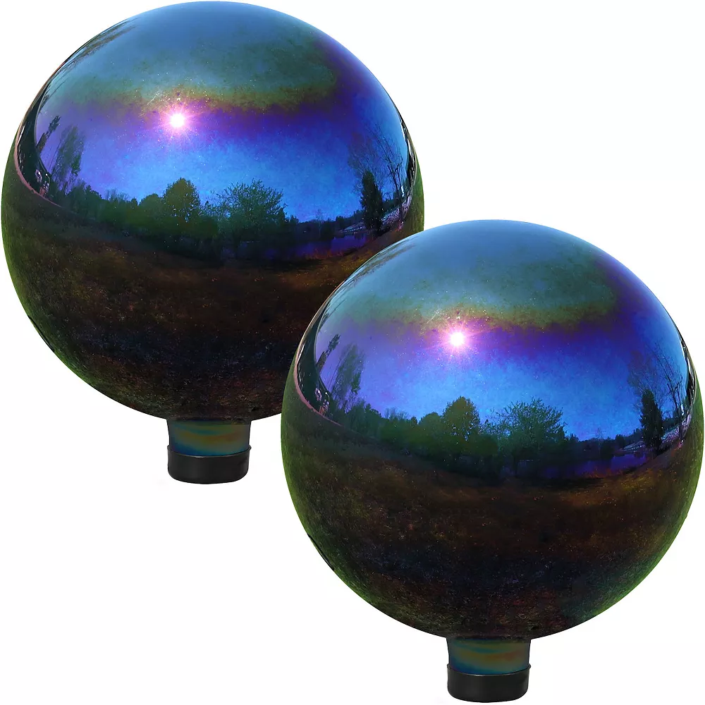 Sunnydaze Decor Sunnydaze Mirrored Glass Gazing Globe - 10 In - Rainbow - Set Of 2