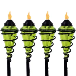 Sunnydaze Decor Sunnydaze Swirled Metal/Glass 2-in-1 Outdoor Lawn Torch - Green - Set Of 4