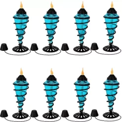 Sunnydaze Decor Sunnydaze Swirled Metal/Glass Outdoor Tabletop Torch - Blue - Set Of 8