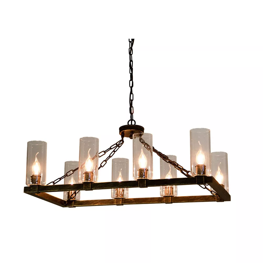 Cenports Canyon Home Kitchen Island Chandelier Light With Glass Lamp Shades (8 Bulb) Matte Black Steel, Adjustable Chain Length/Modern Home Decor - Image 2