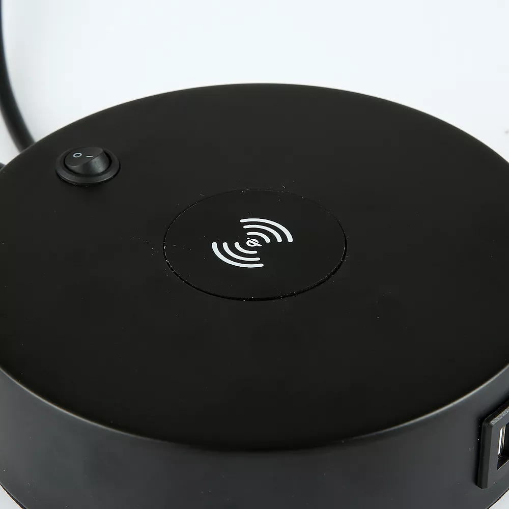 Cenports 19" Clear Table Lamp With Wireless Charger And Glass Shade - Image 2