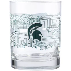 Michigan State Spartans 14oz. Campus Line Art Rocks Glass