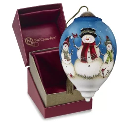 Precious Moments Snowmen Winter Glass Christmas Ornament