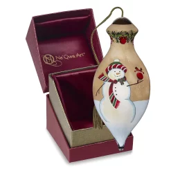 Precious Moments Snowman Finial Glass Christmas Ornament