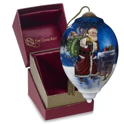 Precious Moments Santa Chimney Glass Christmas Ornament