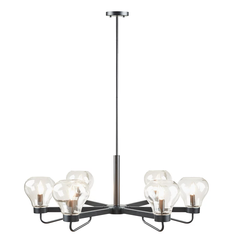 510 Design Devon 6-Light Chandelier With Bowl Shaped Glass Shades - Image 3