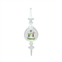 Roman 12.5" Winter Scene With Children Building Snowman Inside Of Glass Christmas Pendant Finial Ornament