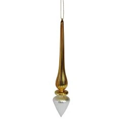 Roman 9" White And Gold Ombre Icicle Glass Christmas Tree Ornament