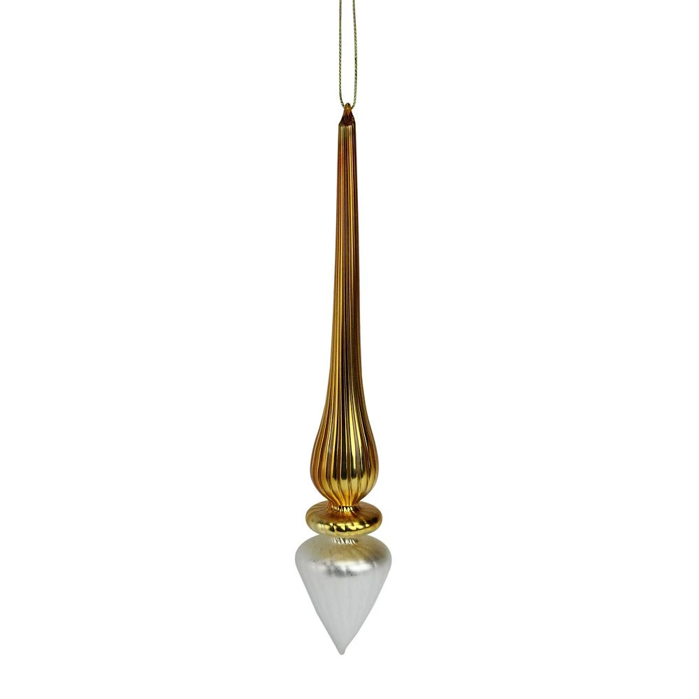 Roman 9" White And Gold Ombre Icicle Glass Christmas Tree Ornament
