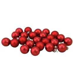 Christmas Central 24ct Red And Gold 2-Finish Mini Glass Christmas Ball Ornaments 1" (25mm)
