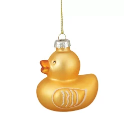 Christmas Central 3" Yellow Rubber Duck Glass Christmas Ornament