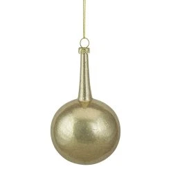Christmas Central 5.5" Gold Glitter Teardrop Ball Glass Christmas Ornament