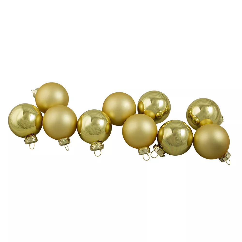 Christmas Central 10ct Shiny And Matte Champagne Gold Glass Ball Christmas Ornaments 1.75" (45mm)