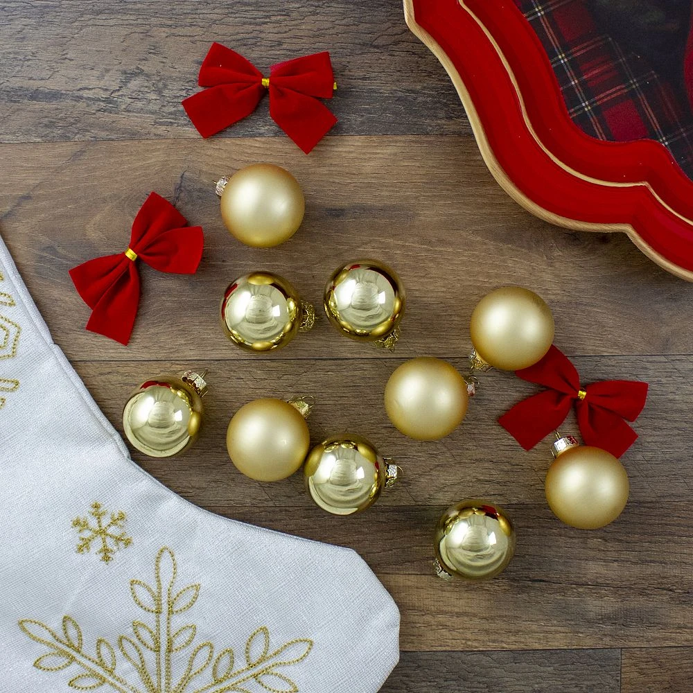 Christmas Central 10ct Shiny And Matte Champagne Gold Glass Ball Christmas Ornaments 1.75" (45mm) - Image 2