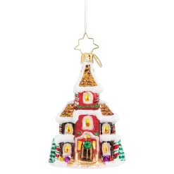 Christopher Radko Grandeur In Ginger Gem House Glass Christmas Ornament 1020562