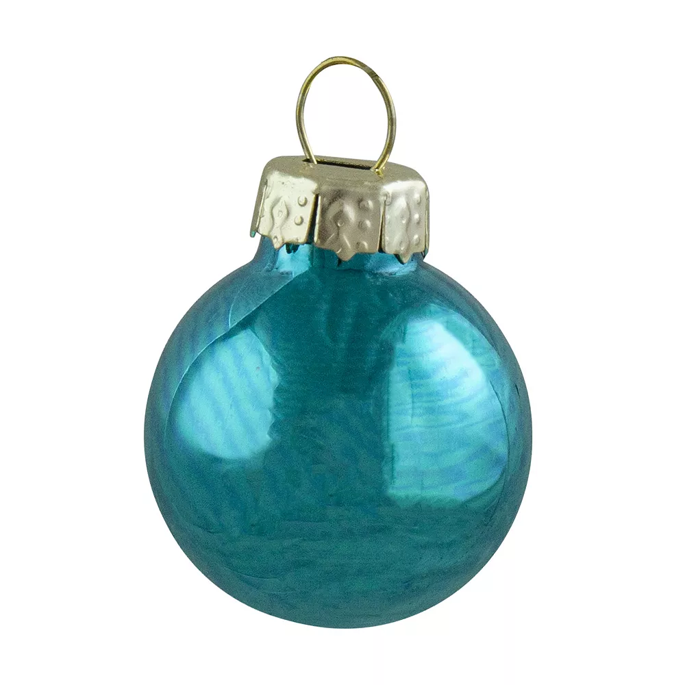 Christmas Central 24ct Shiny And Matte Teal Green Glass Ball Christmas Ornaments 1" (25mm) - Image 3