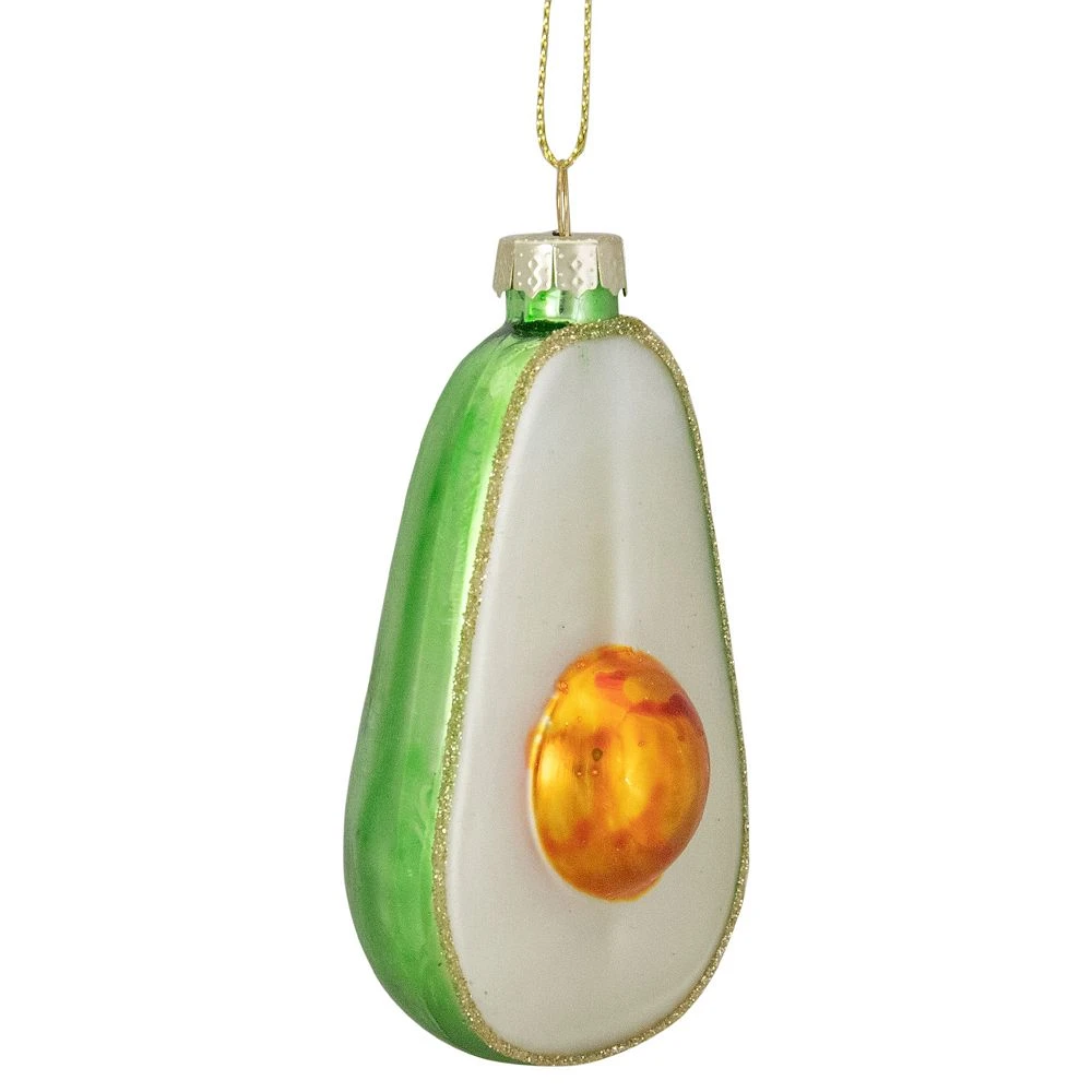 Christmas Central 3.5" Green And White Avocado Glass Christmas Ornament