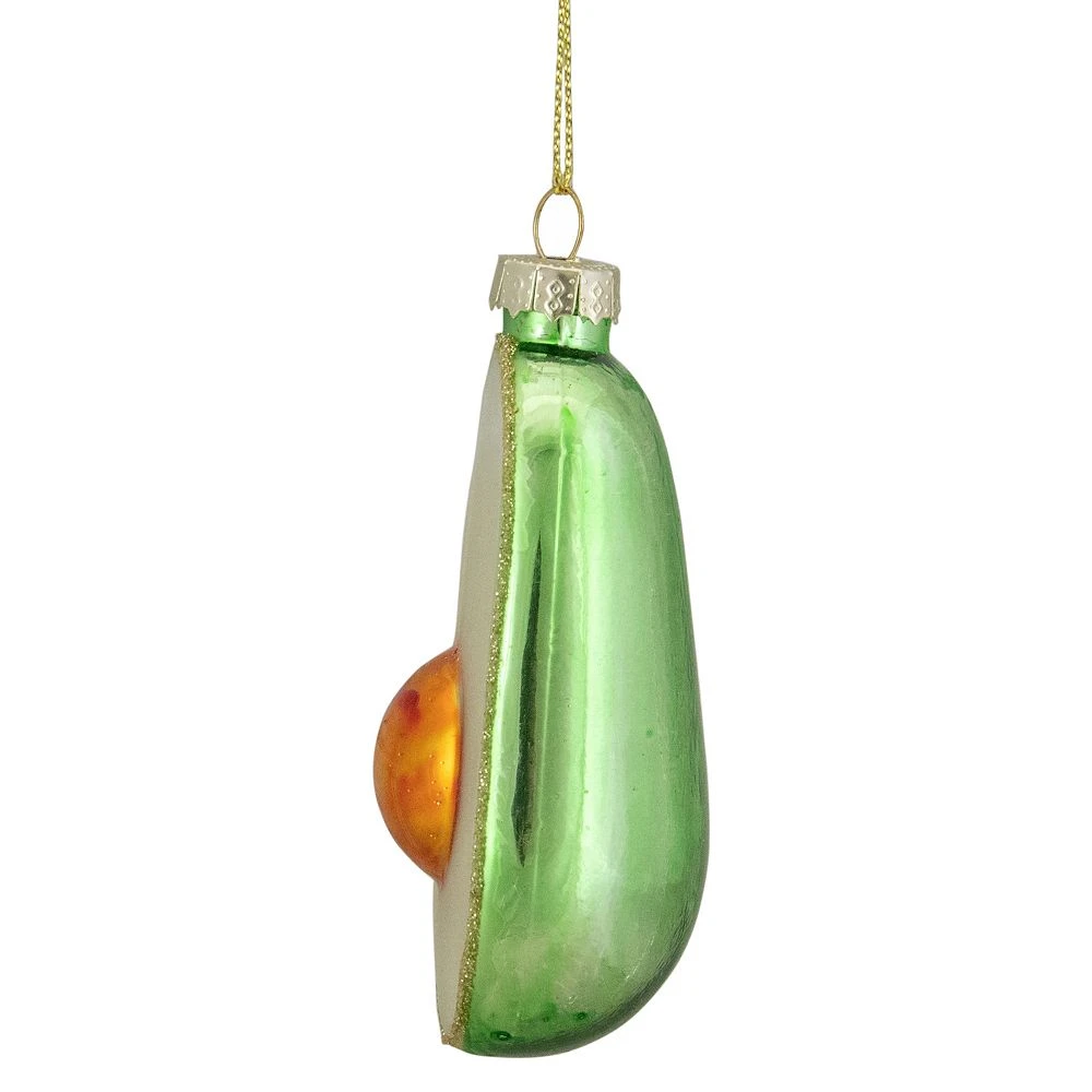 Christmas Central 3.5" Green And White Avocado Glass Christmas Ornament - Image 3