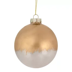 Christmas Central 3.5" Brushed Gold And Silver Glass Ball Christmas Ornament