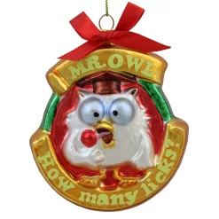 Christmas Central 3.5" Tootsie Roll Pop Candy Filled Lollipop Mr. Owl Glass Christmas Ornament