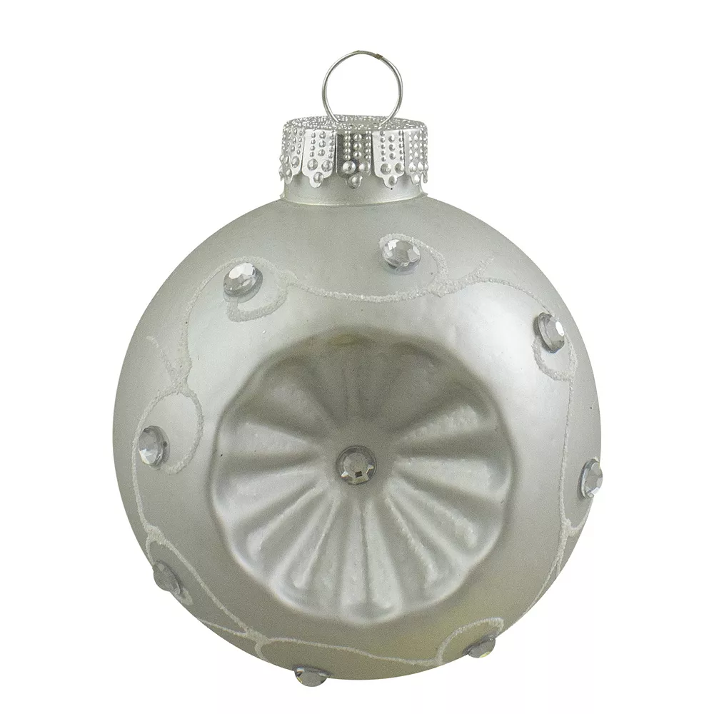 Christmas Central 6ct Red And Silver Retro Reflector Matte Glass Christmas Ball Ornament Set 3.25" (82mm) - Image 3