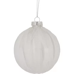 Christmas Central 4" White Brushed Starburst Glass Ball Christmas Ornament