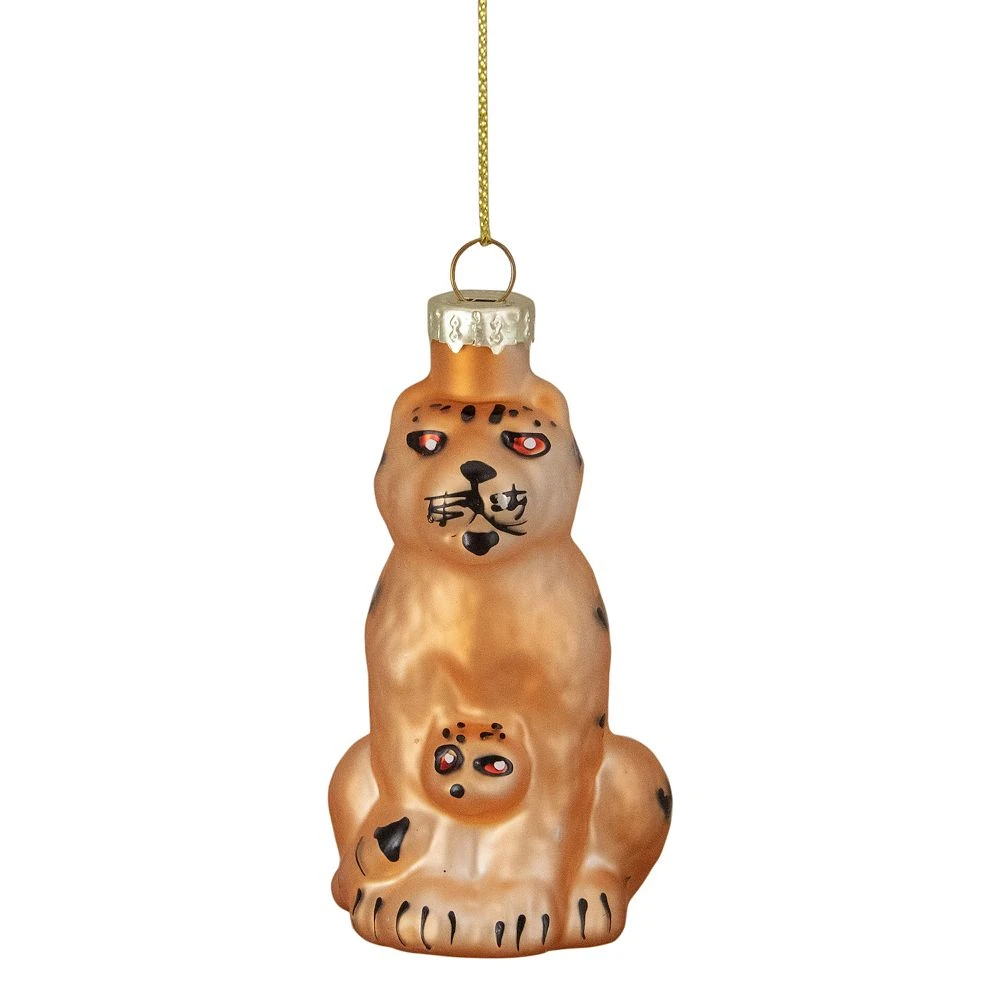 Christmas Central 3" Orange And Black Glass Leopard Christmas Ornament