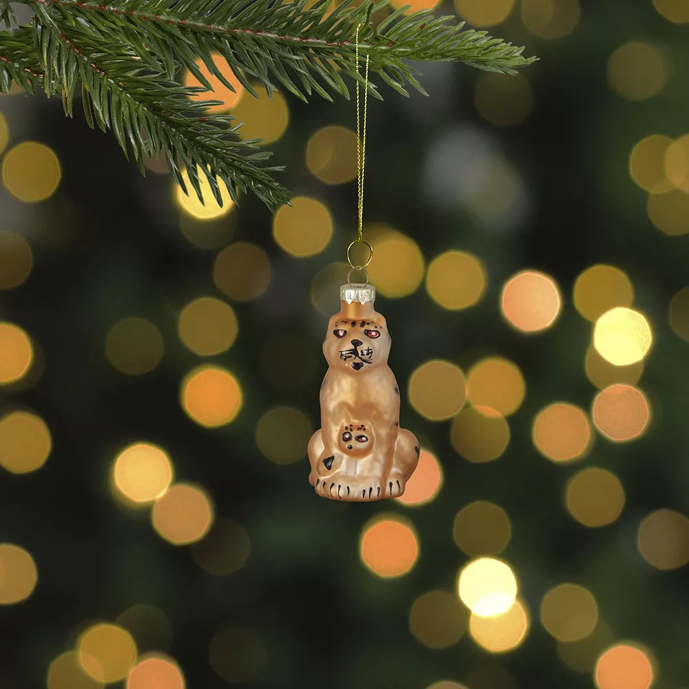 Christmas Central 3" Orange And Black Glass Leopard Christmas Ornament - Image 2