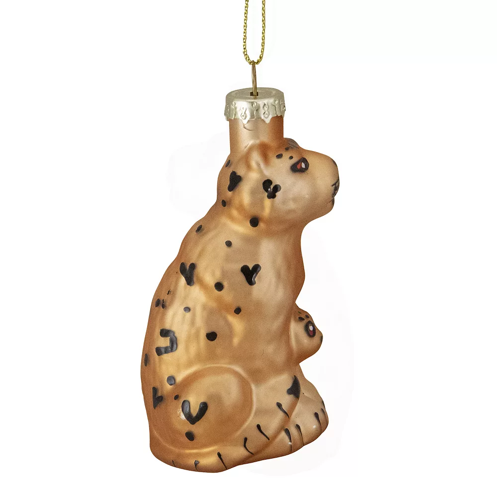 Christmas Central 3" Orange And Black Glass Leopard Christmas Ornament - Image 3