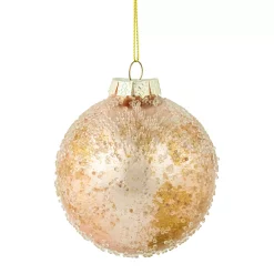 Christmas Central 3.25" Beaded Rose Gold Mercury Style Glass Christmas Ball Ornament