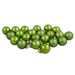 Christmas Central 24ct Kiwi Green 2-Finish Glass Ball Christmas Ornaments 1" (25mm)