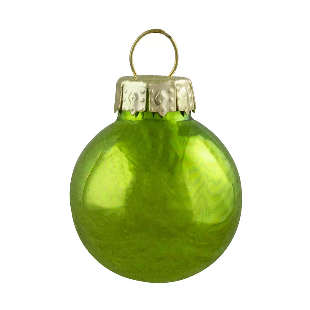 Christmas Central 24ct Kiwi Green 2-Finish Glass Ball Christmas Ornaments 1" (25mm) - Image 3