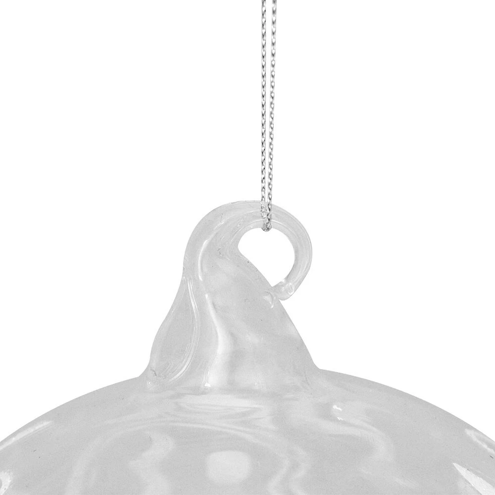 Christmas Central Clear And White "Merry Christmas" Glass Christmas Ball Ornament 4.5" (114mm) - Image 3