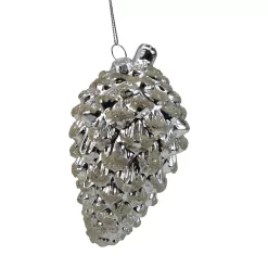 Christmas Central 5.25" Silver Glass Pine Cone Christmas Ornament
