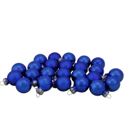Christmas Central 24ct Blue Glass 2-Finish Christmas Ball Ornaments 1" (25.25mm)
