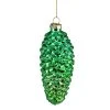 Christmas Central 5" Shiny Green And Gold Pinecone Glass Christmas Ornament