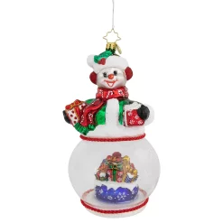 Christopher Radko Chilly And Cheery Snowman With Presents Glass Christmas Ornament 1021014