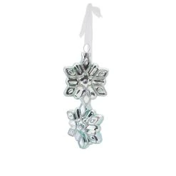 Christmas Central 16" Soft Green Glittered Glass Snowflake Bundle Drop Christmas Ornament