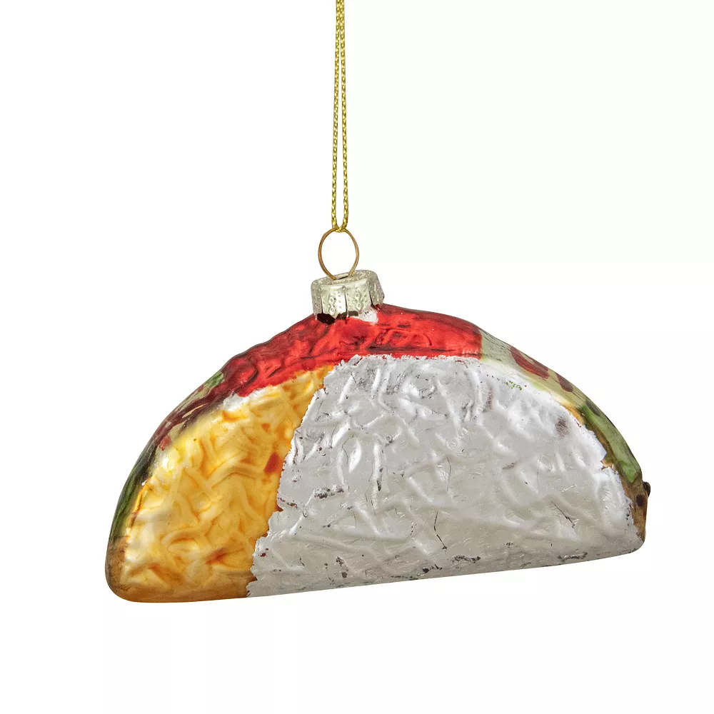 Christmas Central 4" Silver And Gold Taco Glass Christmas Ornament