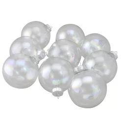 Christmas Central 9ct Clear And Silver Iridescent Glass Christmas Ball Ornaments 2.5" (65mm)