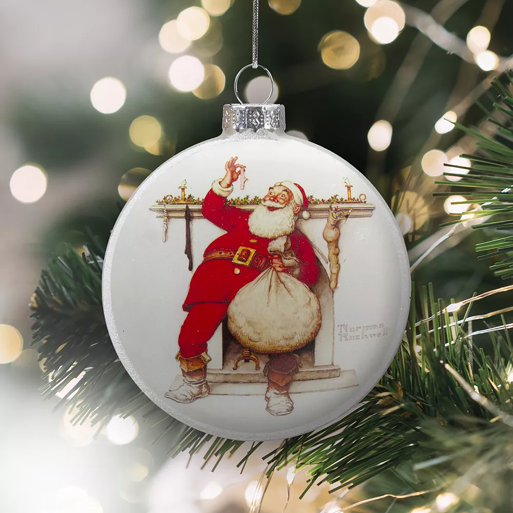 Christmas Central 3" Norman Rockwell 'Filling The Stockings' Glass Christmas Disc Ornament - Image 2