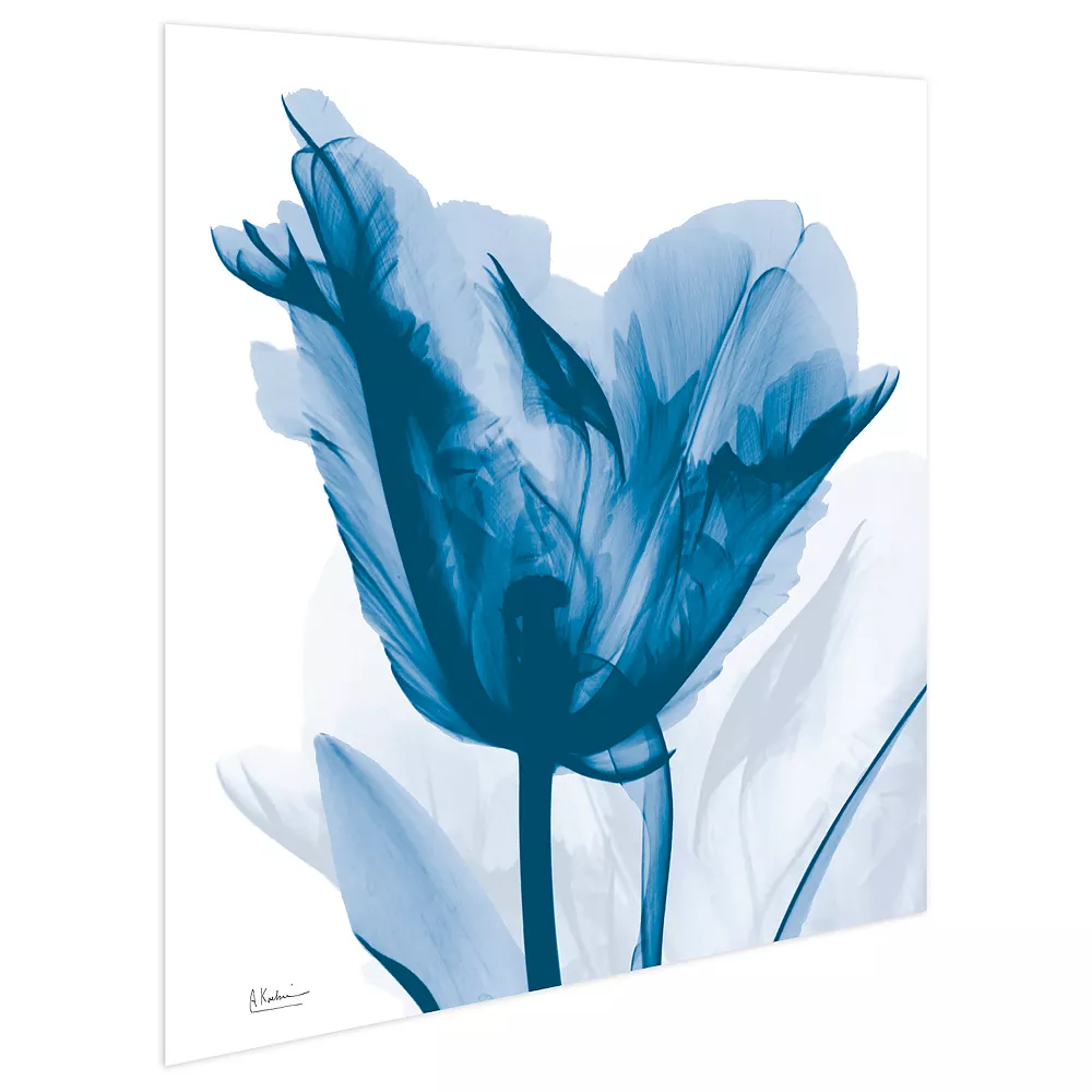 Empire Art Direct Lusty Blue Tulip Tempered Frameless Glass Wall Art - Image 3