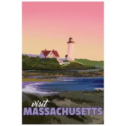 Empire Art Direct "Massachusetts Mornings" Frameless Free-Floating Tempered Glass Panel Graphic Wall Art