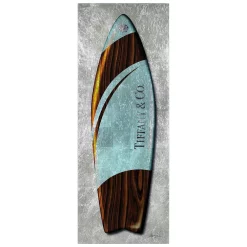 Empire Art Direct "Fashion T Blue Surfboard" Tempered Glass With Silver Leaf