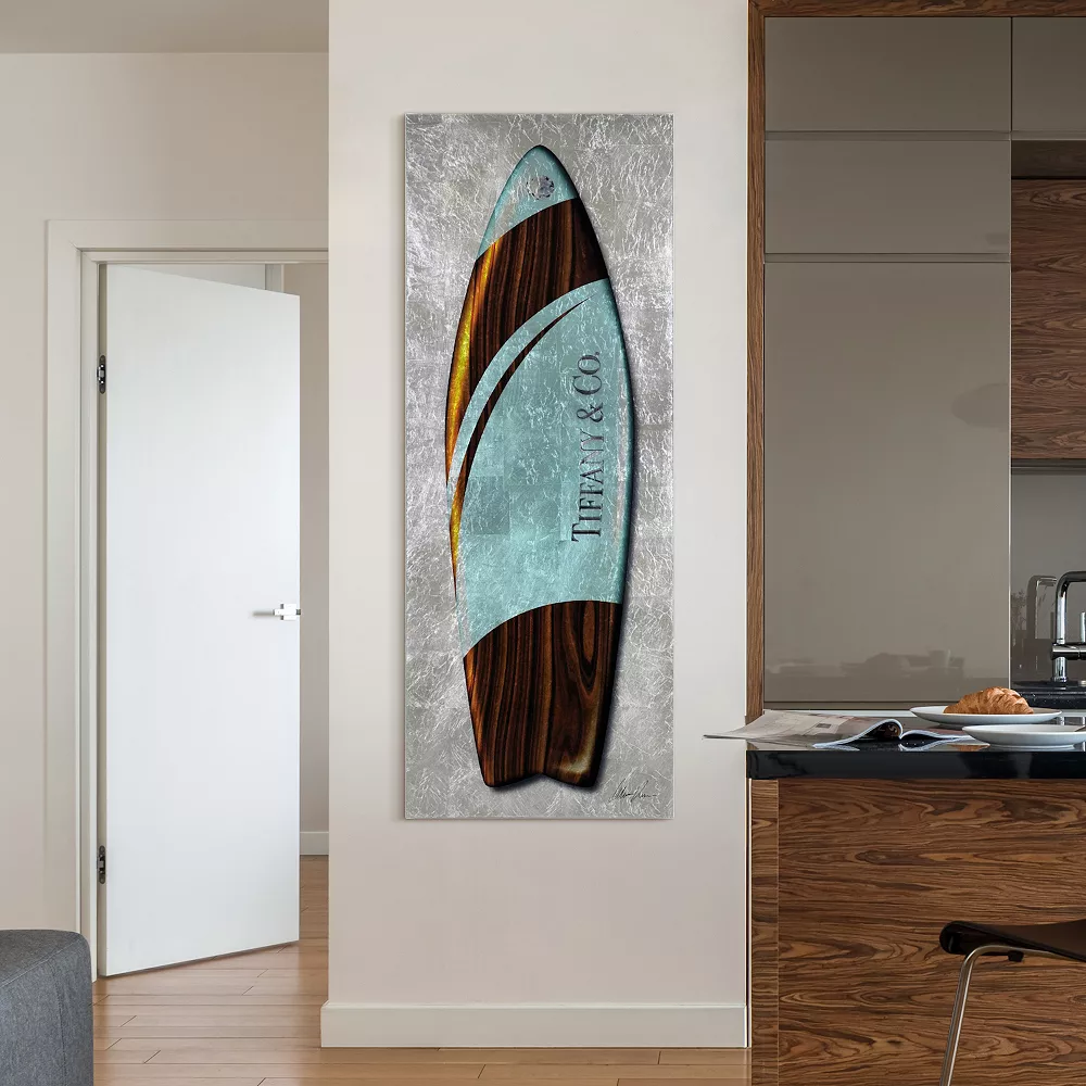 Empire Art Direct "Fashion T Blue Surfboard" Tempered Glass With Silver Leaf - Image 2