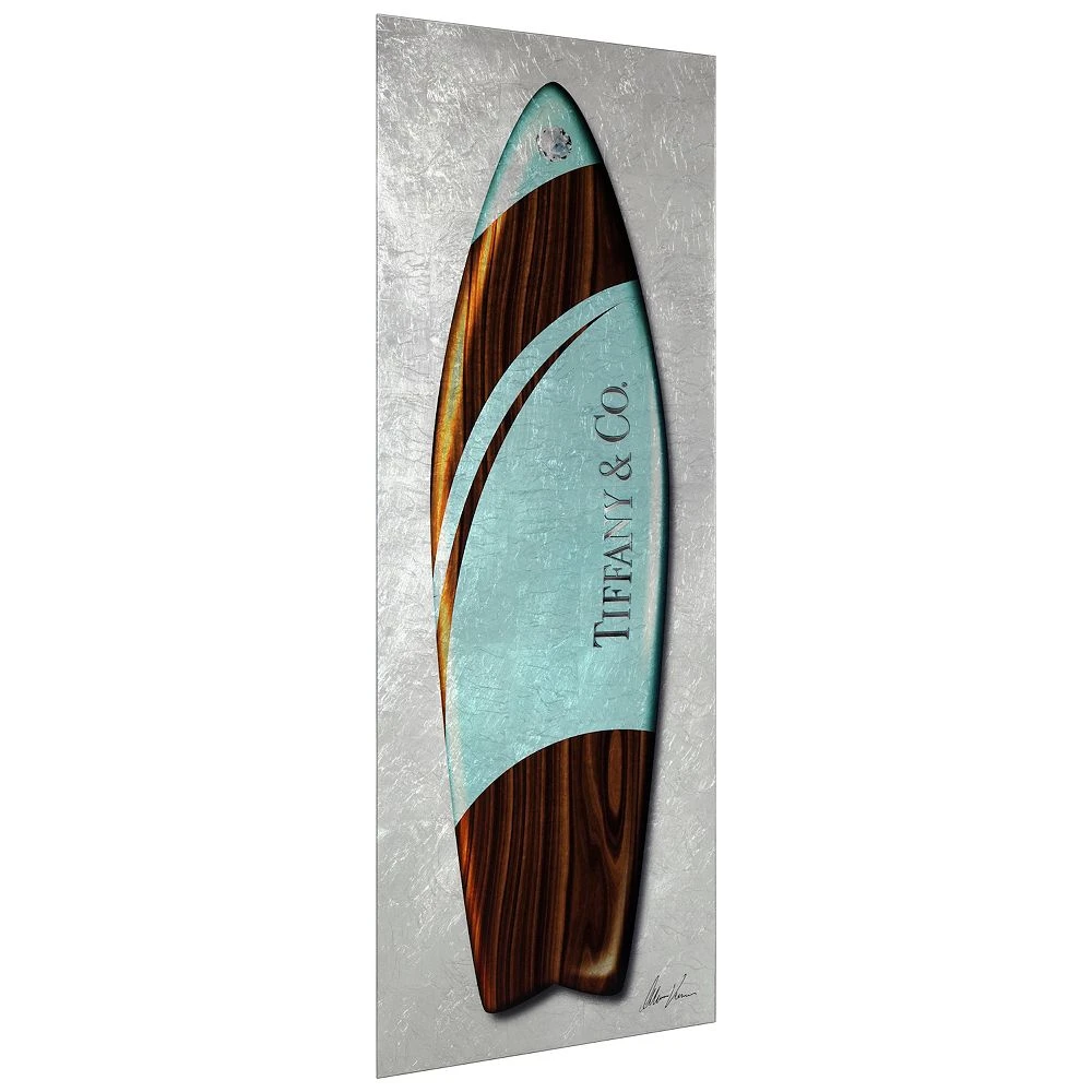 Empire Art Direct "Fashion T Blue Surfboard" Tempered Glass With Silver Leaf - Image 3