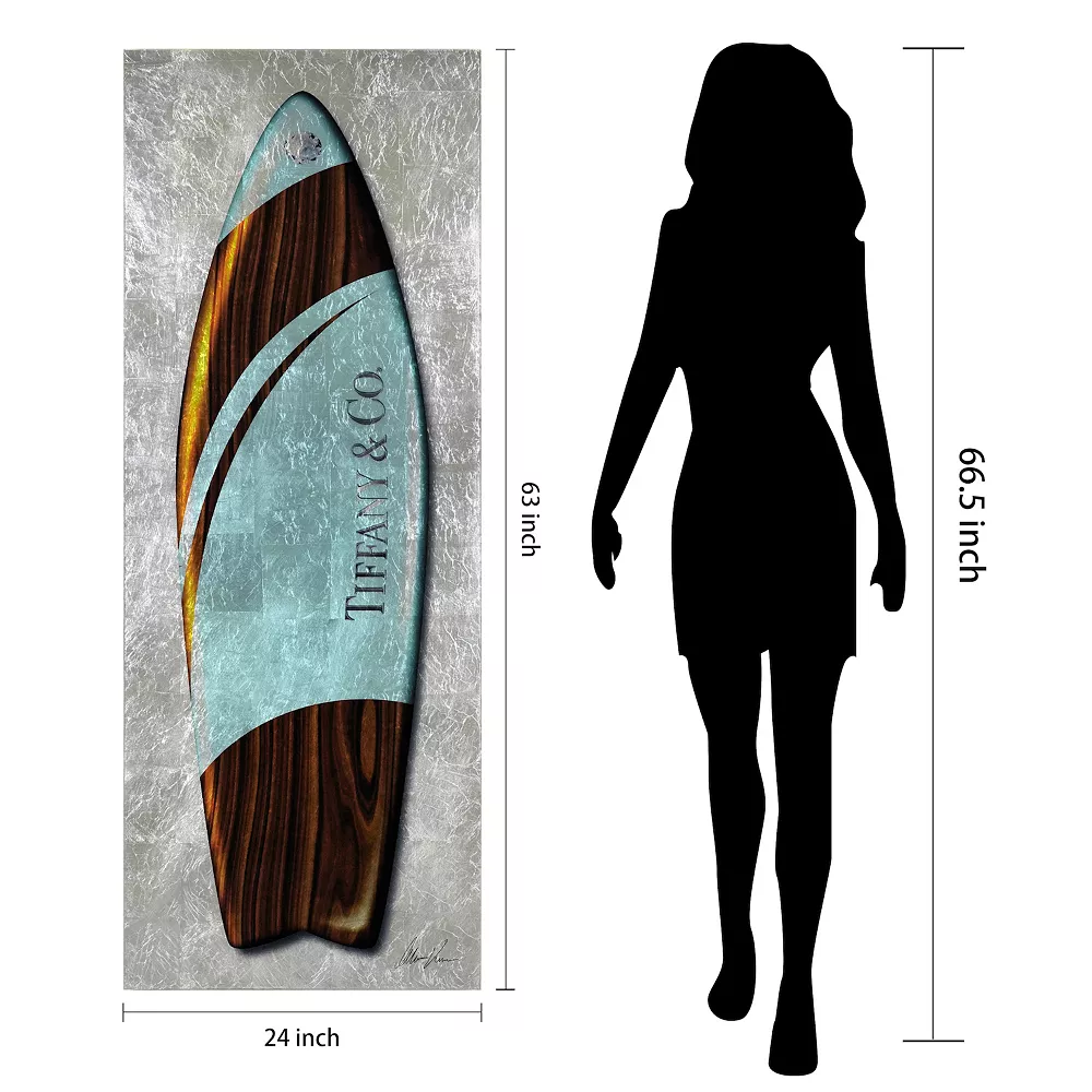 Empire Art Direct "Fashion T Blue Surfboard" Tempered Glass With Silver Leaf - Image 5
