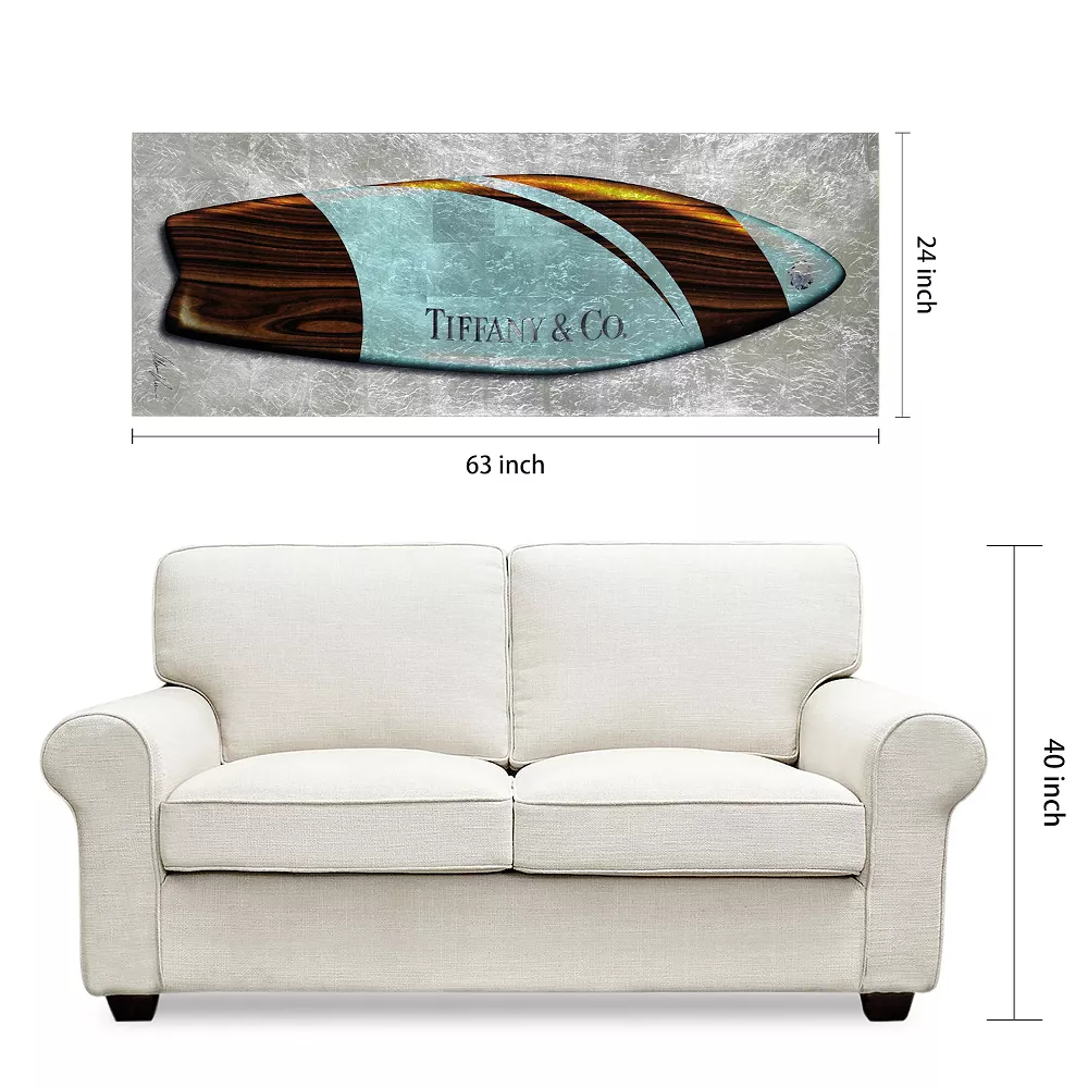 Empire Art Direct "Fashion T Blue Surfboard" Tempered Glass With Silver Leaf - Image 6