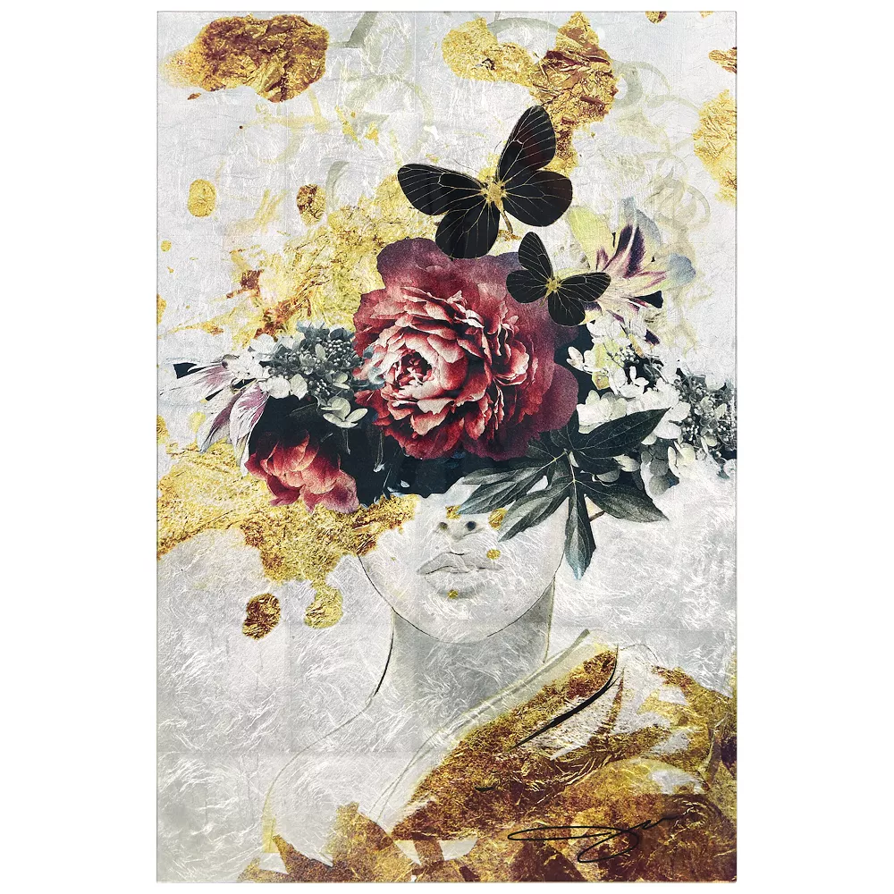 Empire Art Direct "Gold Elegance" Tempered Glass With Silver Leaf